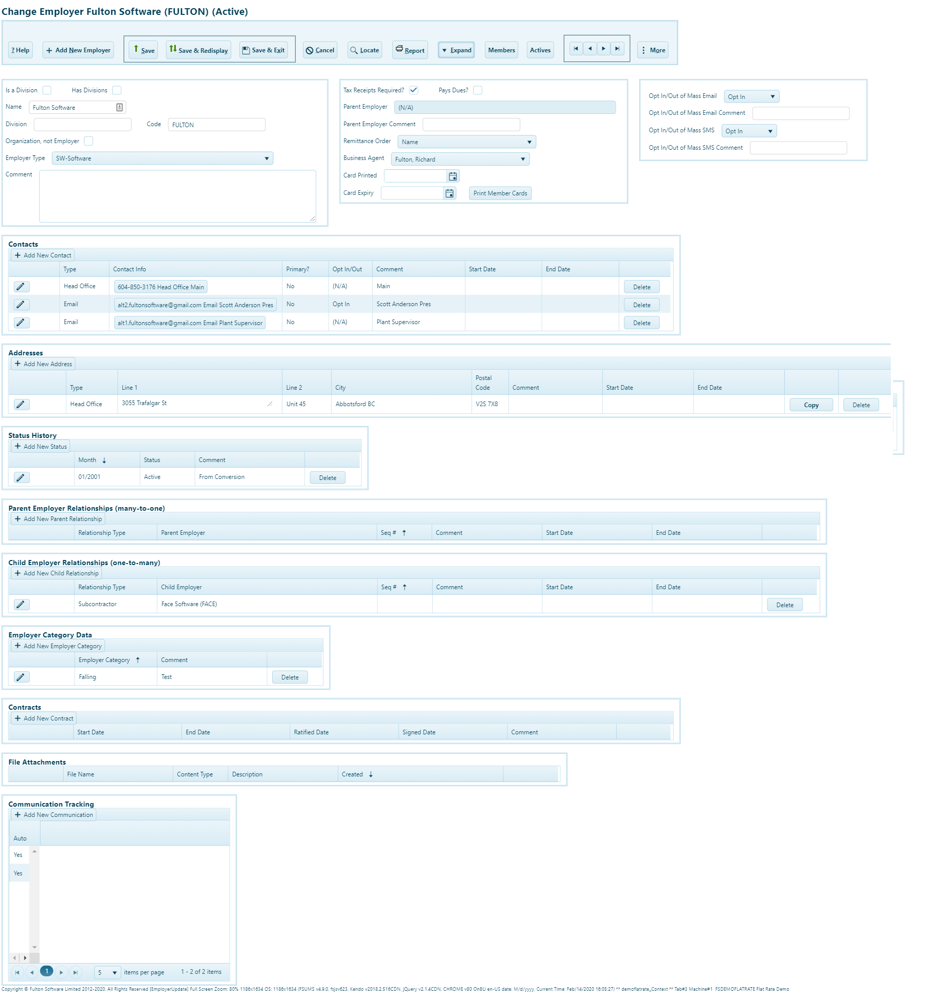 Sample of Employer Screen, Expanded