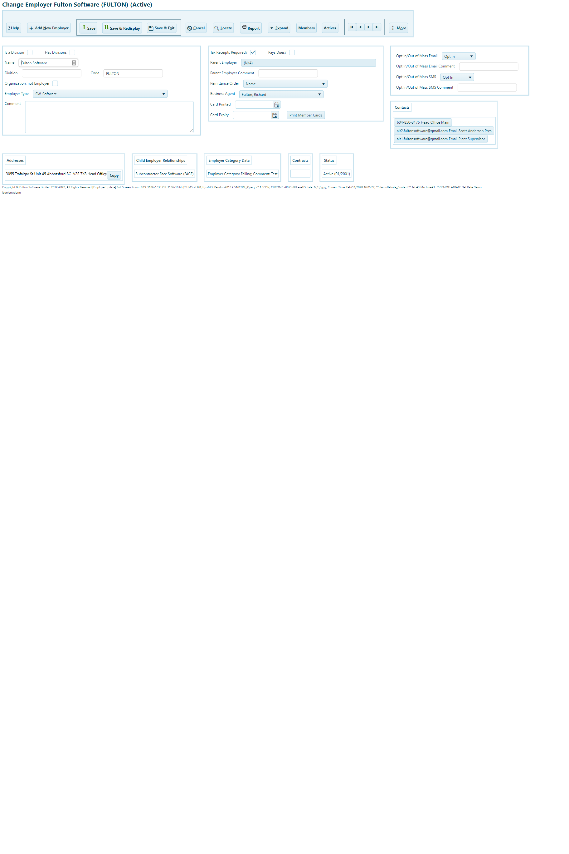 Sample of Employer Screen